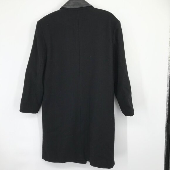 ADA Vintage Black Double-Breasted Wool Coat Leather Lapels & Gold crest Buttons - Picture 5 of 5